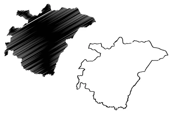 Região de Ashanti (Divisões administrativas de Gana, República de Gana) mapa ilustração vetorial, rabisco esboço Ashanti ma — Vetor de Stock