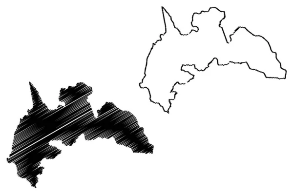 Regione di Brong-Ahafo (divisioni amministrative del Ghana, Repubblica del Ghana) mappa vettoriale illustrazione, scarabocchio Brong e Ahafo ma — Vettoriale Stock