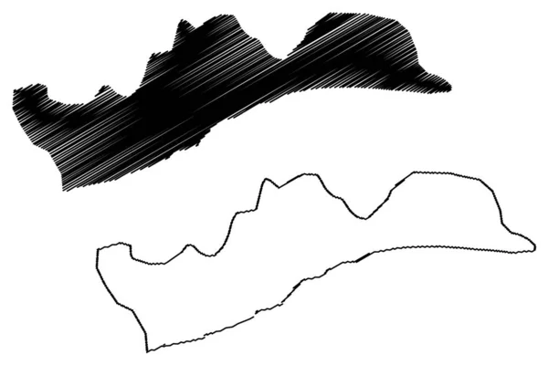 大阿克拉大区（加纳共和国行政区）地图矢量插图，涂鸦素描大阿克拉马 — 图库矢量图片
