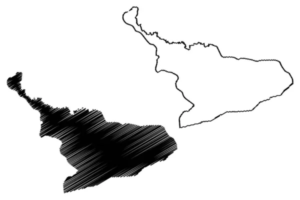 Región Central (Divisiones administrativas de Ghana, República de Ghana) mapa vector ilustración, boceto garabato Central ma — Archivo Imágenes Vectoriales