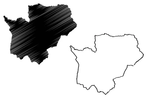 Cuanza Sul Province (Provincias de Angola, República de Angola) mapa vector ilustración, boceto de garabato Kwanza-Sul ma — Vector de stock