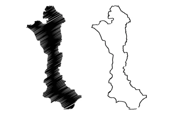 Volta region (administrativní divize Ghany, Ghanská republika) mapa vektorového obrázku, náčrtek Volta mA — Stockový vektor