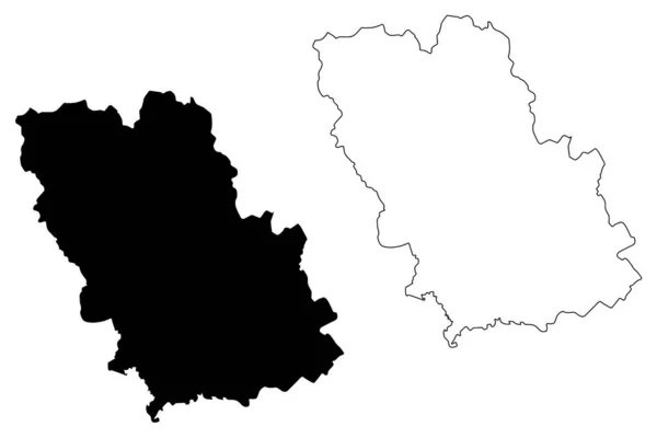 Powiat Prahova (Podział administracyjny Rumunii, Sud-Muntenia regionu rozwoju) mapa wektor ilustracji, szkicowania szkicu Prahova ma — Wektor stockowy