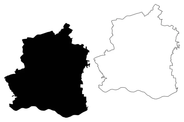 Condado de Teleorman (divisiones administrativas de Rumania, Sud - Muntenia región de desarrollo) mapa vector ilustración, garabato boceto Teleorman ma — Vector de stock