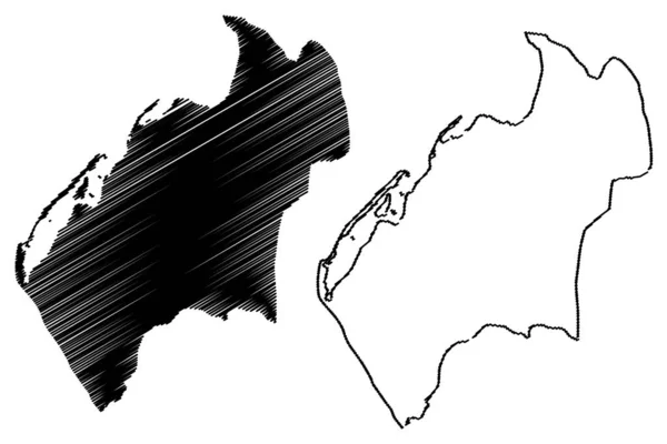Επαρχία Λουάντα (επαρχίες Αγκόλα, Δημοκρατία της Αγκόλα) Χάρτης απεικόνιση διανυσματικού σχεδίου, σκίτσο τσάντα Μα — Διανυσματικό Αρχείο