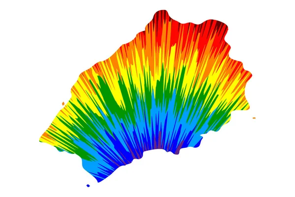 Santa Helena - mapa está diseñado arco iris patrón colorido abstracto, Santa Helena mapa hecho de explosión de color , — Archivo Imágenes Vectoriales