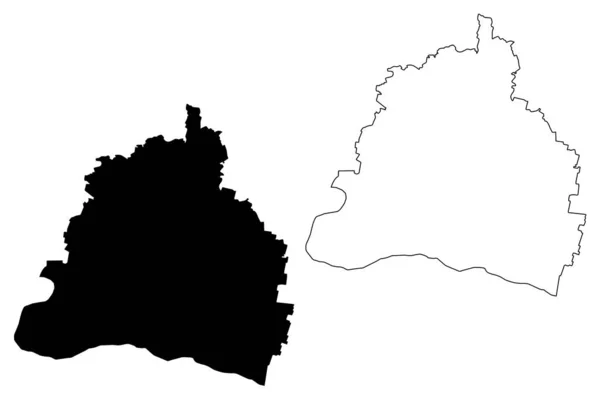 Condado de Dolj (divisiones administrativas de Rumania, región de desarrollo de Sud-Vest Oltenia) mapa vector ilustración, boceto garabato Dolj ma — Vector de stock