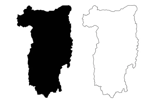Valcea megye (Románia közigazgatási körzetei, Sud-Vest Oltenia fejlesztési régió) Térkép vektor illusztráció, irkál vázlat Valcea ma — Stock Vector