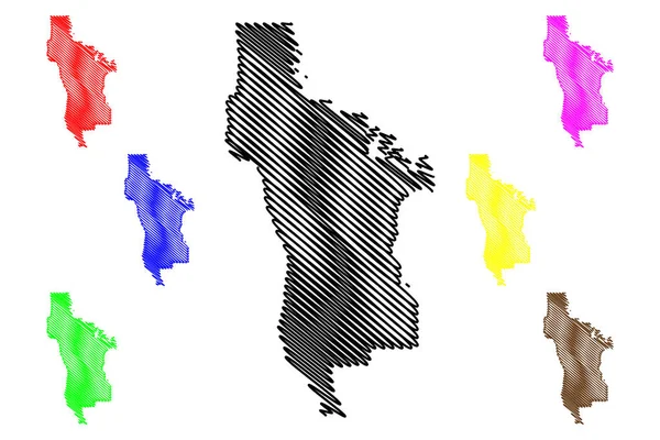 San Mateo County, Californië (County in Californië, Verenigde Staten van Amerika, Usa, VS, ons) vectorillustratie, Krabbel schets San Mateo kaart kaart — Stockvector