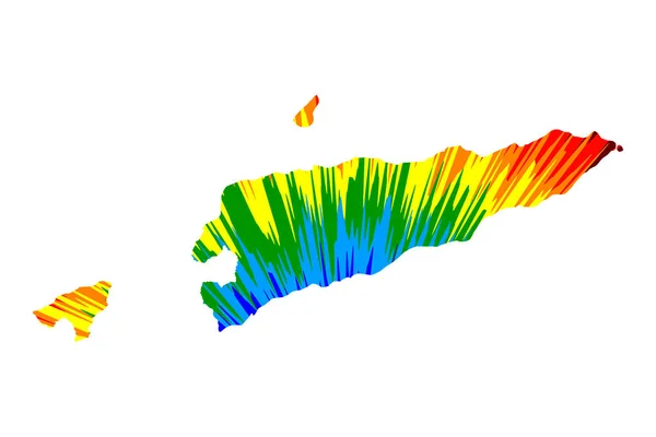 东帝汶 - 地图是设计彩虹抽象彩色图案，东帝汶民主共和国地图由彩色爆炸, — 图库矢量图片