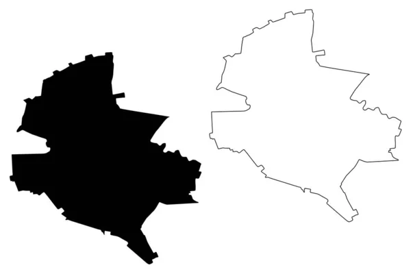 Bukarest County (administrativa Indelningar i Rumänien, Bucuresti-Ilfov Development region) karta vektor illustration, klotter skiss Bukarest ma — Stock vektor