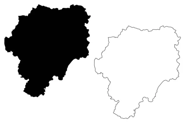Bistrita-Nasaud County (Administrativní dělení Rumunska, rozvojová oblast Nord-Vest) ilustrace vektorového obrázku, Klikyháky mapa Bistrita-Nasaud — Stockový vektor