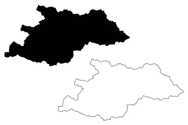 Condado de Maramures (divisiones administrativas de Rumania, región de desarrollo del Nord-Vest) mapa vector ilustración, garabato bosquejo mapa de Maramures — Vector de stock