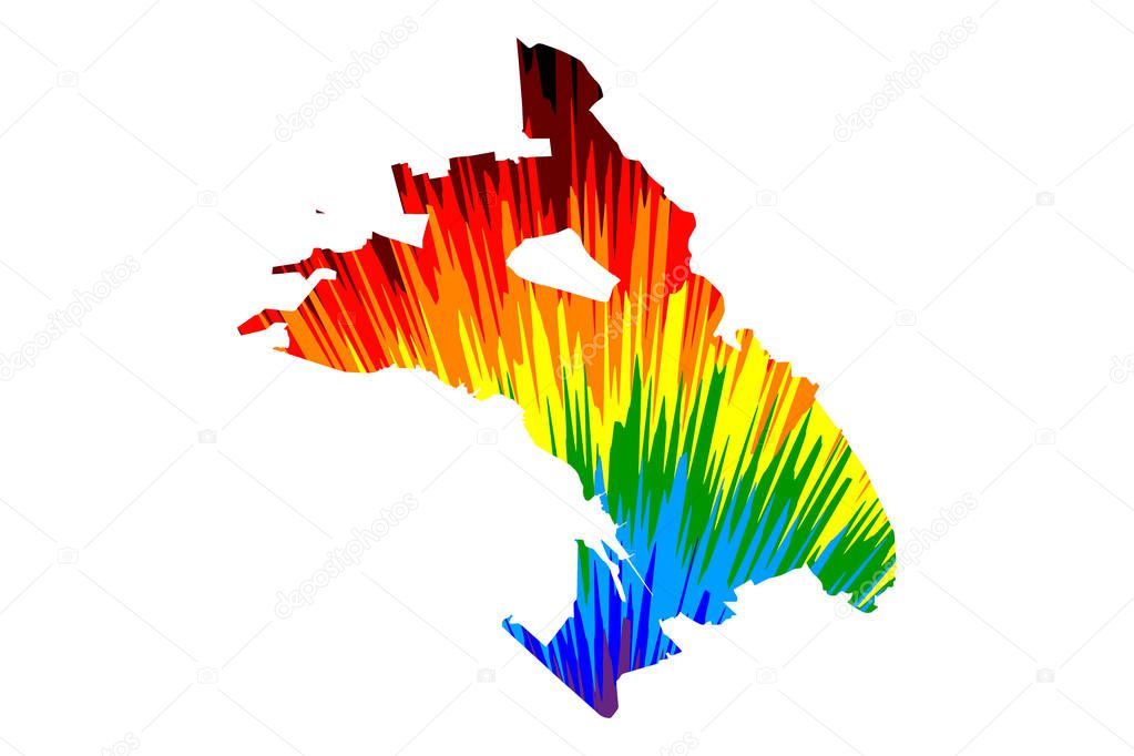 Oakland city (United States of America, USA, U.S., US, United States cities, usa city)- map is designed rainbow abstract colorful pattern, City of Oakland map made of color explosion,