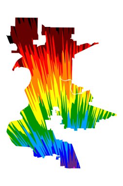 Sacramento şehir (Amerika Birleşik Devletleri, ABD, ABD, AMERIKA Birleşik Devletleri şehirleri, ABD şehir)- harita gökkuşağı soyut renkli desen tasarlanmıştır, Şehir Sacramento harita renk patlama yapılmış,