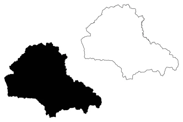 Comté de Brasov (Divisions administratives de la Roumanie, région de développement Centru) illustration vectorielle de carte, croquis croquis Brasov carte — Image vectorielle