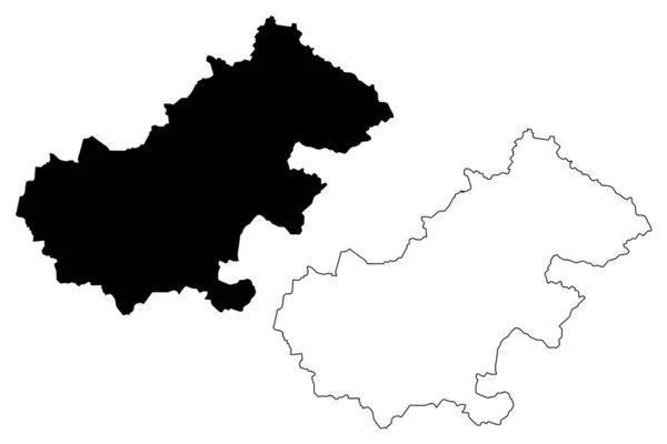 Satu Mare County (divisões administrativas da Romênia, região de desenvolvimento do Nord-Vest) mapa ilustração vetorial, esboço de rabiscos Satu Mare mapa —  Vetores de Stock