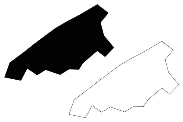 Şam Valiliği (Suriye Valileri, Suriye Arap Cumhuriyeti) harita vektör illüstrasyon, karalama kroki Şam ma — Stok Vektör