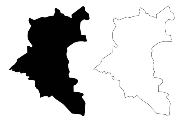 Daraa kormányzóság (Szíria kormányzóság, Szíriai Arab Köztársaság) Térkép vektor illusztráció, firkál vázlat mer ' a ma — Stock Vector