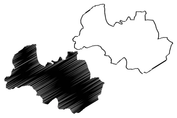 Al Bayda Governorate (governates do Iêmen, República do Iêmen) mapa ilustração do vetor, esboço do Rabisco Al Bayda ma —  Vetores de Stock