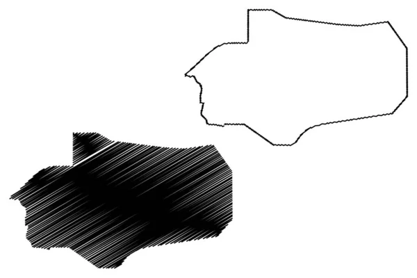 Al Jawf Governorate (Governorates of Yemen, Republic of Yemen) mapa ilustração vetorial, rabisco esboço Al Jawf ma —  Vetores de Stock
