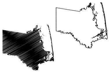 Cameron County, Teksas (Teksas'taki eyaletler, Amerika Birleşik Devletleri, ABD, ABD, Abd) harita vektör illüstrasyonu, karalama krokisi Cameron haritası