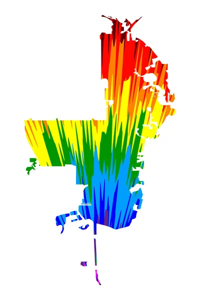 St. Petersburg City (Amerikas förenta stater, USA, USA, USA, USA städer, USA City)-karta är utformad Rainbow abstrakt färgglada mönster, staden St Petersburg karta gjord av färgexplosion, — Stock vektor