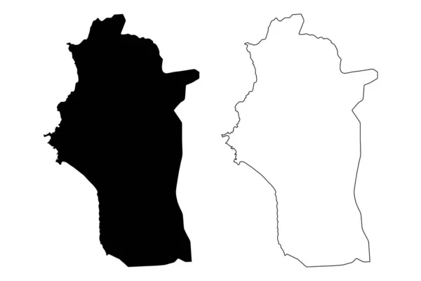 Governadoria de Lataquia (Governorados da Síria, República Árabe Síria) mapa ilustração vetorial, esboço de rabiscos Latakia ma — Vetor de Stock