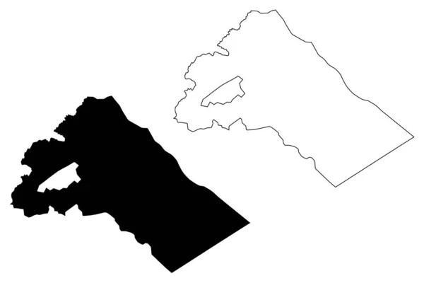 Rif Dimashq Governorate (Governorats de Syrie, République arabe syrienne) illustration vectorielle de carte, croquis de gribouillis Rif Dimashq ma — Image vectorielle