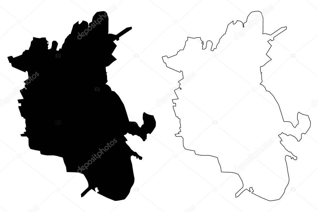 Almaty city (Republic of Kazakhstan, Regions of Kazakhstan) map vector illustration, scribble sketch Alma-Ata and Verniy ma