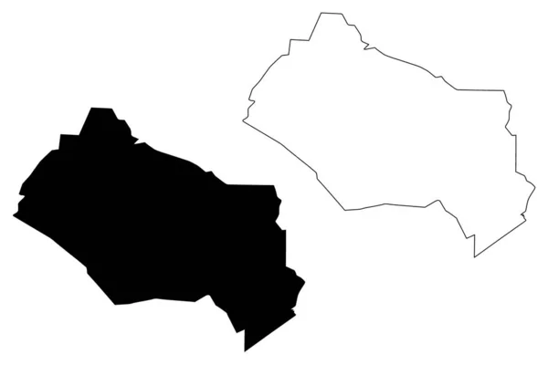 Wilayah Kyzylorda (Republik Kazakhstan, Wilayah Kazakhstan) gambar vektor peta, sketsa coretan Kyzylorda ma - Stok Vektor