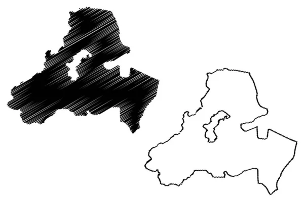 Gubernia SANAA (Gubernatorstwo Jemenu, Republika Jemenu) mapa wektorowa mapy, szkic Bazgroły Sana'a lub SANA ma — Wektor stockowy