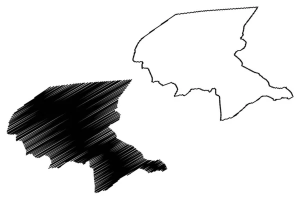 Shabwah Governorate (Governorates do Iêmen, República do Iêmen) mapa ilustração vetorial, rabiscos esboço Shabwah ma — Vetor de Stock