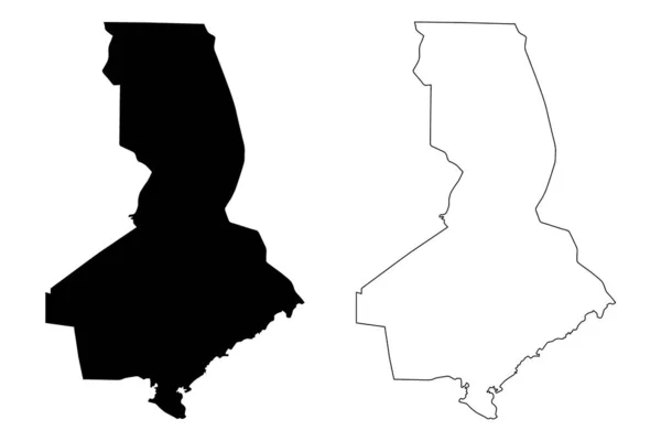 Kazakistan Meridionale Regione (Repubblica del Kazakistan, Regioni del Kazakistan) mappa vettoriale illustrazione, scribacchino schizzo Turkistan ma — Vettoriale Stock