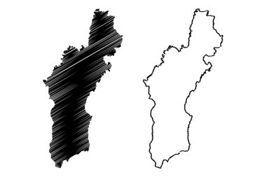 Kuzey Hamgyong Eyaleti (Kore Demokratik Halk Cumhuriyeti, DPRK, DPR Kore, Kuzey Kore Iller) harita vektör illüstrasyon, karalama kroki Hamgyongbukdo ma