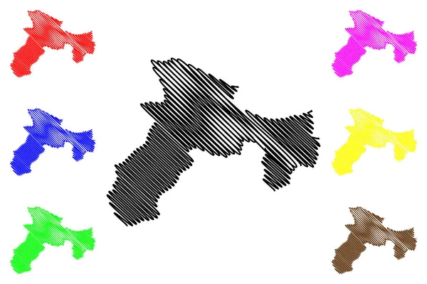 Bejaia Province (Provincias de Argelia, República Popular Democrática de Argelia) mapa vector ilustración, garabato boceto Bejaia ma — Vector de stock