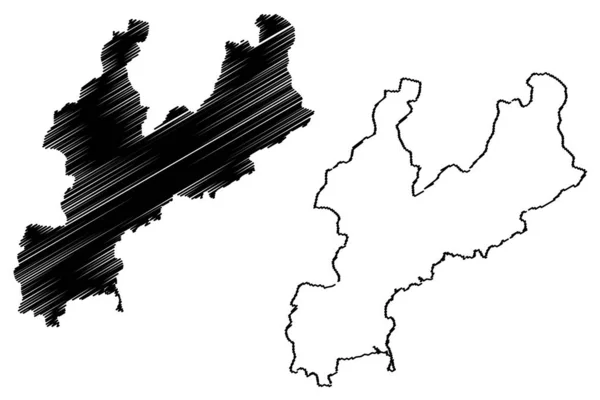 Província de Hamgyong do Sul (República Popular Democrática da Coreia, RPDC, Coreia do Sul, Províncias da Coreia do Norte) mapa ilustração vetorial, rabisco esboço Hamgyongnamdo ma — Vetor de Stock