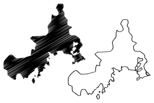 Raison Ville spéciale (République populaire démocratique de Corée, RPDC, RPD de Corée, provinces de Corée du Nord) illustration vectorielle de carte, croquis à griffonner Rajin-Sonbong ma — Image vectorielle