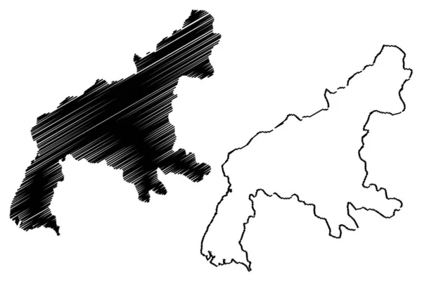 Province de Pyongan-Sud (République populaire démocratique de Corée, RPDC, RPD de Corée, provinces de Corée du Nord) illustration vectorielle de carte, croquis en croquis Phyongannamdo ma — Image vectorielle