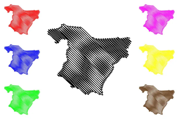 Prowincja Bouira (prowincje Algierii, Ludowo-Demokratyczna Republika Algierii) mapa wektorowa mapy, szkic Bazgroły Bouira ma — Wektor stockowy