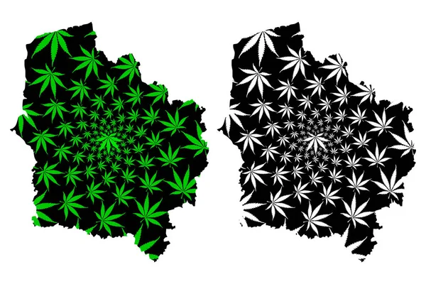 Hauts-de-France (France, administrative region) map is designed cannabis leaf green and black, Nord-Pas-de-Calais and Picardy map made of marijuana (marihuana, THC) foliage — Vector de stock