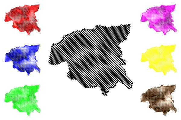 Chlef Province (Provincias de Argelia, República Popular Democrática de Argelia) mapa vector ilustración, garabato boceto Chlef ma — Vector de stock