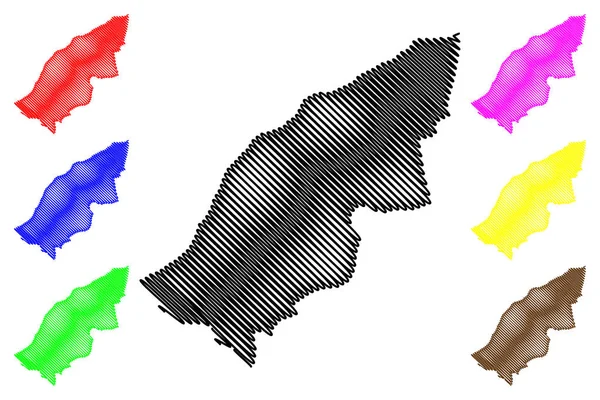 Mostaganem Province (Provincias de Argelia, República Popular Democrática de Argelia) mapa vector ilustración, garabato boceto Mostaganem ma — Archivo Imágenes Vectoriales