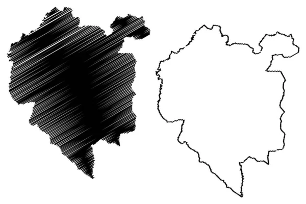 Denguele bölgesi (Fildişi Sahili, Cote divoire Cumhuriyeti) harita vektör illüstrasyon, karalama kroki Denguele ma — Stok Vektör