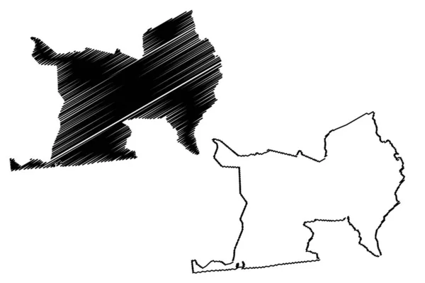 Lagunes District (Costa d'Avorio, Repubblica della Costa d'Avorio) mappa vettoriale illustrazione, scarabocchio Lagunes ma — Vettoriale Stock