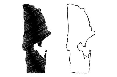 Maputo Eyaleti (Mozambik Ili, Mozambik Cumhuriyeti) harita vektör illüstrasyon, karalama kroki Maputo ma