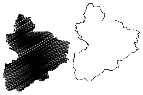 Vallee du Bandama District (Costa do Marfim, República da Costa do Marfim) mapa ilustração vetorial, esboço de rabiscos Vallee du Bandama ma —  Vetores de Stock