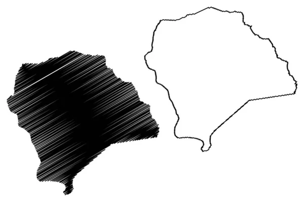 Yamoussoukro (Costa d'Avorio, Repubblica della Costa d'Avorio) mappa vettoriale illustrazione, abbozzo scarabocchio Distretto Autonome du Yamoussoukro ma — Vettoriale Stock