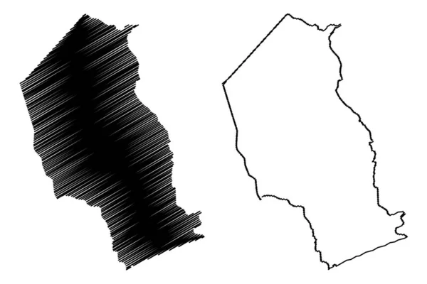 Provincia de Gaza (Provincias de Mozambique, República de Mozambique) mapa vector ilustración, boceto garabato Gaza ma — Vector de stock