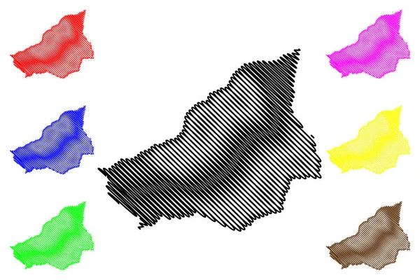 Lunda Sul Province (Provincias de Angola, República de Angola) mapa vector ilustración, boceto de garabato Lunda Sul ma — Archivo Imágenes Vectoriales